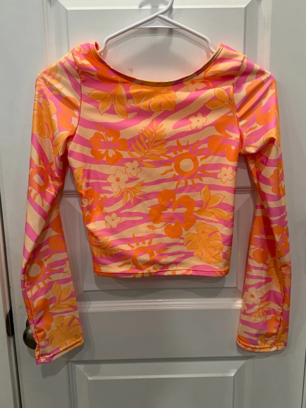 Billabong Pink and Orange Floral Long-Sleeve bathing suit rash guard